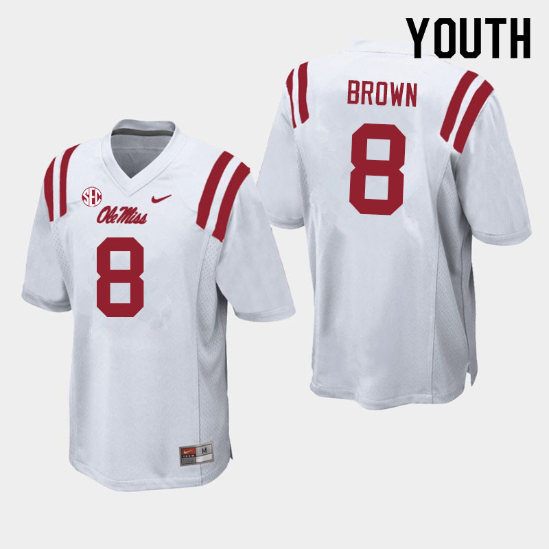 Youth #8 Troy Brown Ole Miss Rebels College Football Jerseys Sale-White